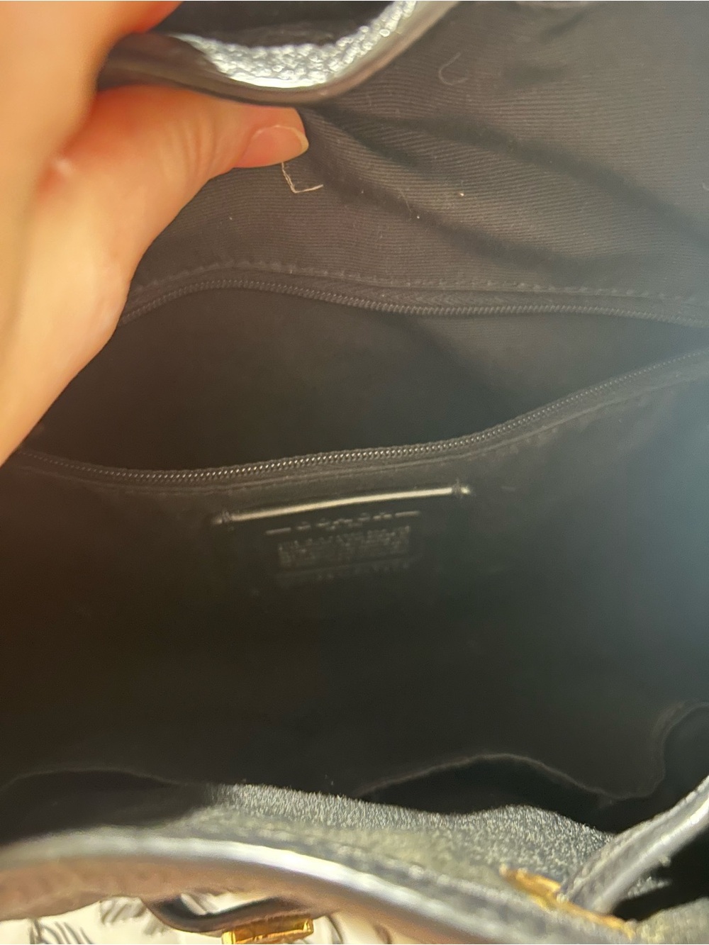 Coach Black Pebbled Leather Grommet Drawstring Backpack - Picture 5 of 11